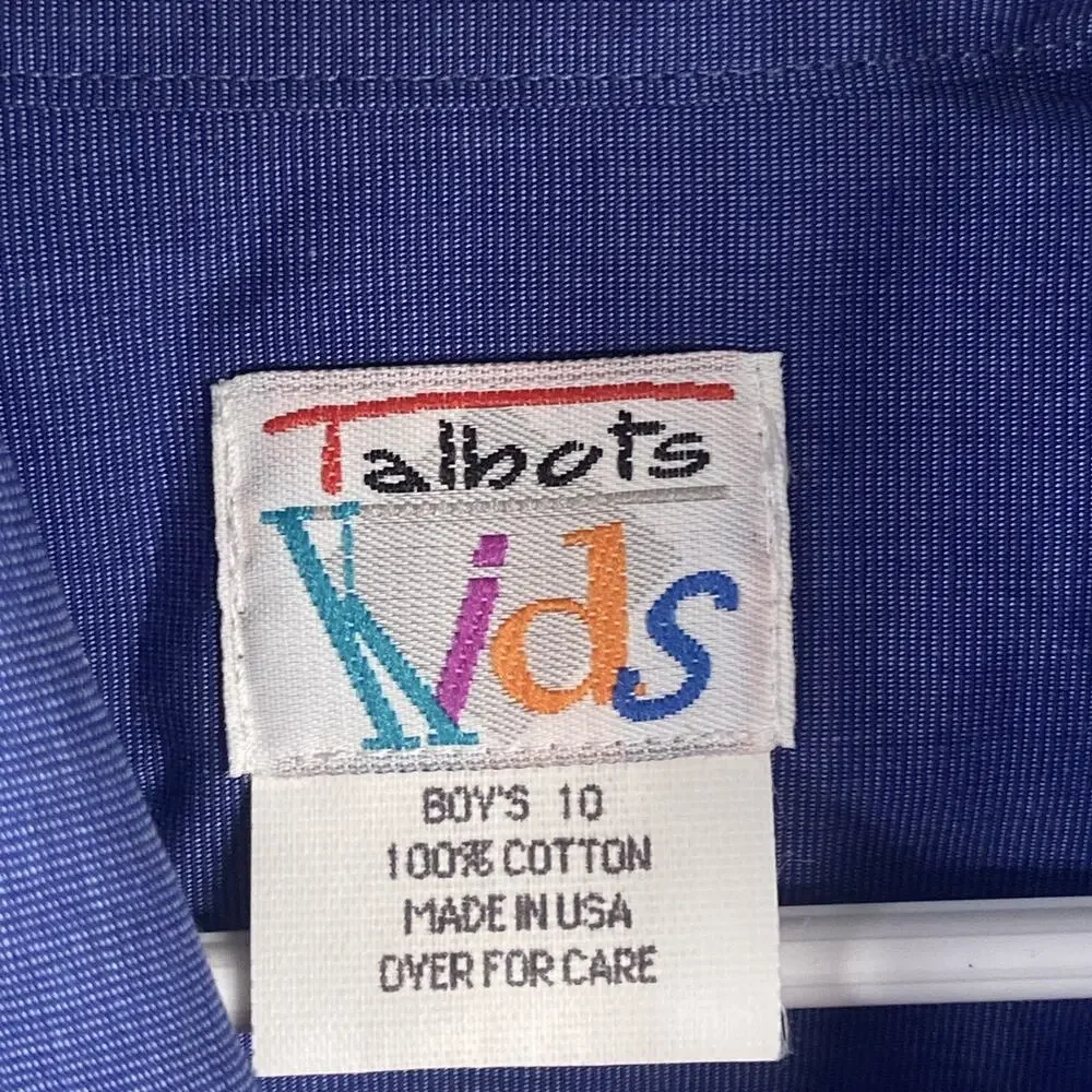 Talbots KIDS Shirt Blue Button Up Long Sleeve SIZE Youth 10 NWT USA